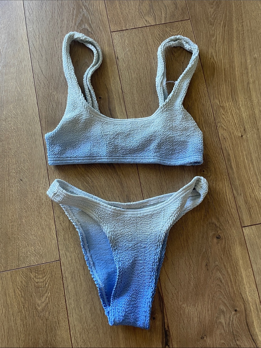 bond-eye Ombre Blue Textured Bikini Set